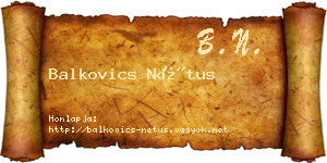Balkovics Nétus névjegykártya